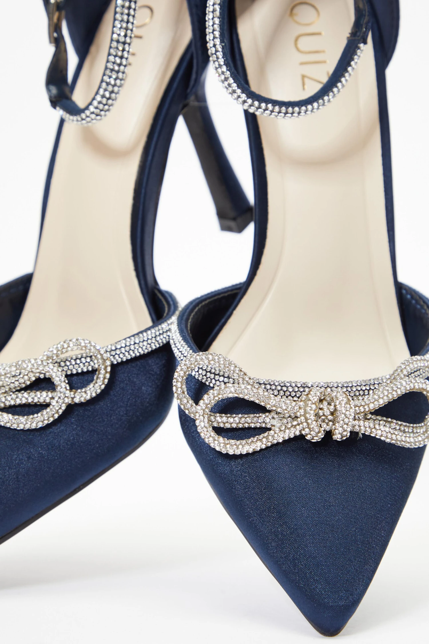 Navy Diamante Bow Court Heels 7 Navy Diamante Bow Court Heels - Image 5