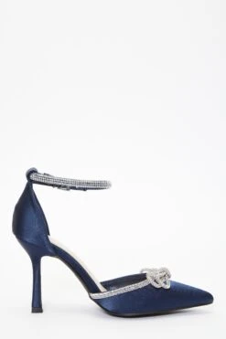 Navy Diamante Bow Court Heels 13 Navy Diamante Bow Court Heels -Chic Summer Shop 00100037404 ZS