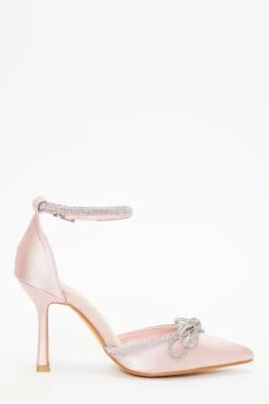 Pale Pink Diamante Bow Court Heels 13 Pale Pink Diamante Bow Court Heels -Chic Summer Shop 00100037406 ZS