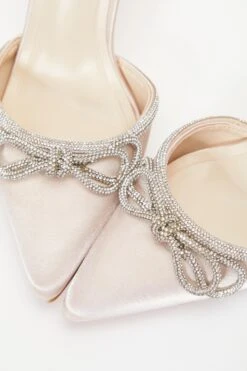 Champagne Diamante Bow Court Heels -Chic Summer Shop 00100037410 ZB