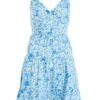 Blue Floral Tie Back Mini Dress -Chic Summer Shop 00100037427 ZM