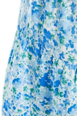 Blue Floral Tie Back Mini Dress -Chic Summer Shop 00100037427 ZS