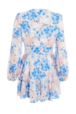 Blue Floral Chiffon Playsuit -Chic Summer Shop 00100037429 ZB