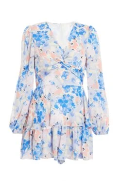 Blue Floral Chiffon Playsuit