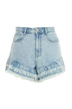 Light Blue Denim Frill Shorts