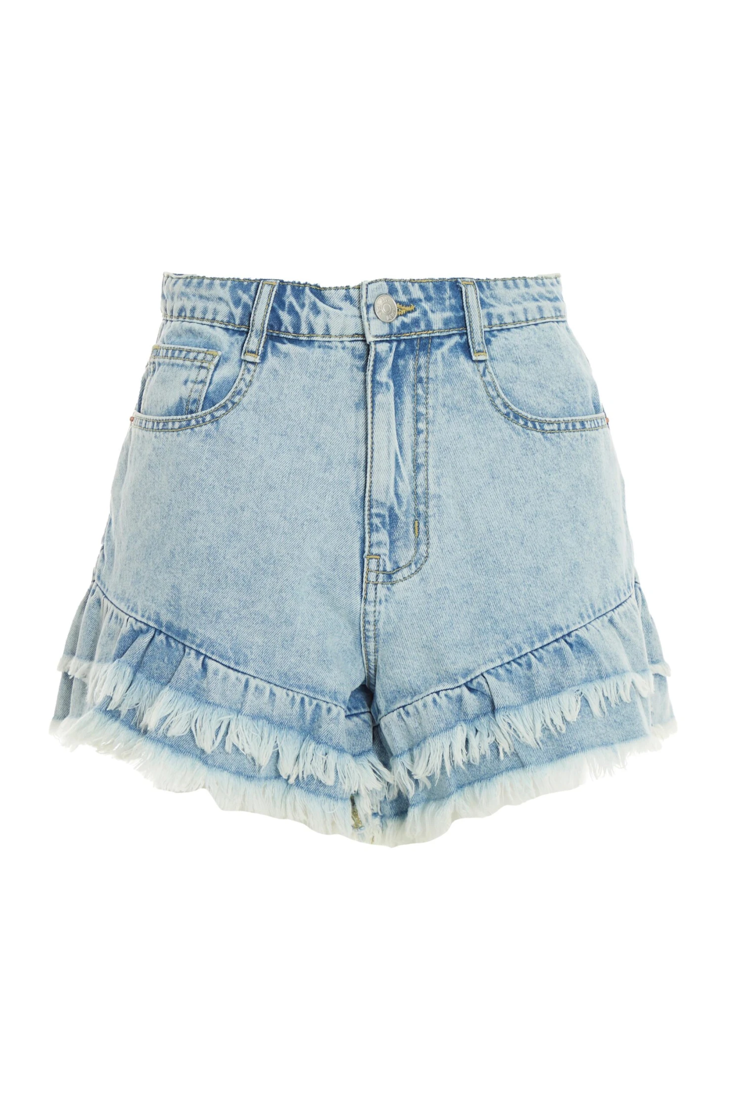 Light Blue Denim Frill Shorts 3 Light Blue Denim Frill Shorts
