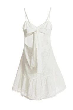 Cream Embroidered Tie Back Mini Dress -Chic Summer Shop 00100037437 ZB