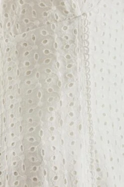 Cream Embroidered Tie Back Mini Dress -Chic Summer Shop 00100037437 ZS