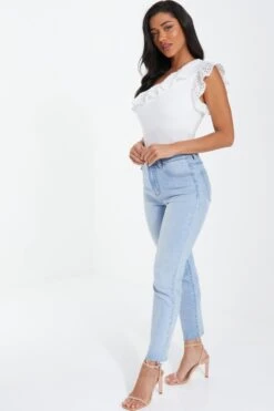 Cream One Shoulder Crochet Bodysuit -Chic Summer Shop 00100037438 XS