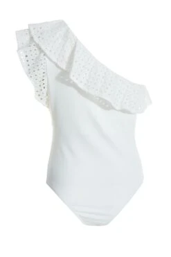 Cream One Shoulder Crochet Bodysuit -Chic Summer Shop 00100037438 ZB