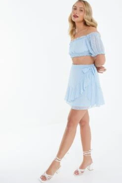 Blue Chiffon Dobby Frill Mini Skirt 11 Blue Chiffon Dobby Frill Mini Skirt -Chic Summer Shop 00100037441 XS