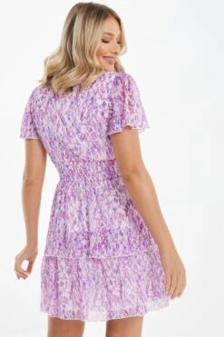 Lilac Chiffon Animal Print Mini Dress -Chic Summer Shop 00100037443 XB