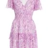 Lilac Chiffon Animal Print Mini Dress -Chic Summer Shop 00100037443 ZM