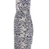 Navy Animal Print Wrap Midi Dress -Chic Summer Shop 00100037455 ZM