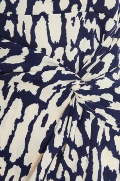 Navy Animal Print Wrap Midi Dress -Chic Summer Shop 00100037455 ZS