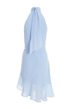 Blue Chiffon High Neck Mini Dress -Chic Summer Shop 00100037457 ZB