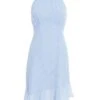 Blue Chiffon High Neck Mini Dress -Chic Summer Shop 00100037457 ZM