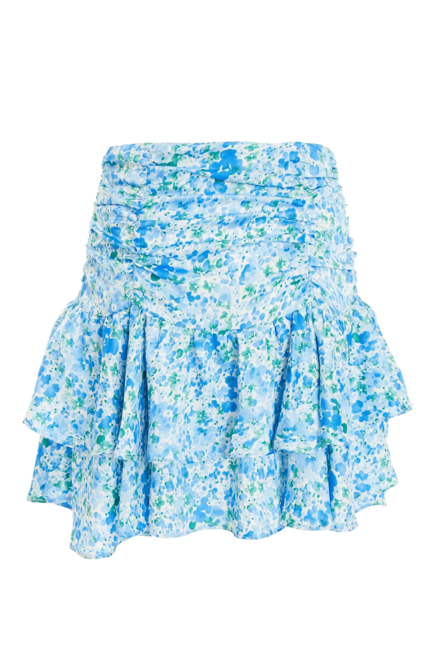 Blue Floral Ruched Mini Skirt 7 Blue Floral Ruched Mini Skirt - Image 5