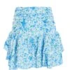 Blue Floral Ruched Mini Skirt 1 Blue Floral Ruched Mini Skirt -Chic Summer Shop 00100037458 ZM