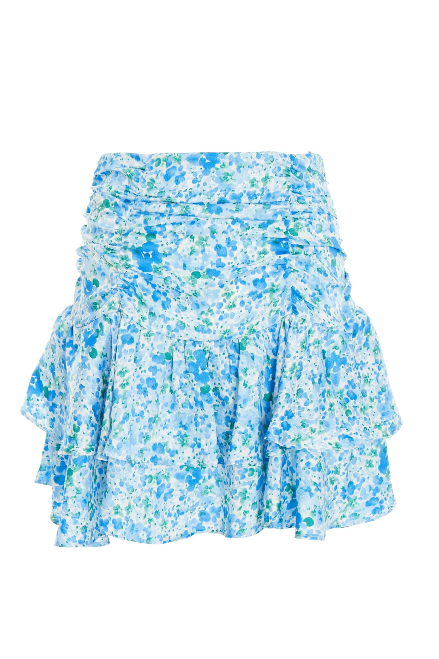 Blue Floral Ruched Mini Skirt 3 Blue Floral Ruched Mini Skirt