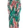 Green Satin Marble Print Ruched Midi Skirt -Chic Summer Shop 00100037460 ZM