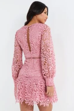 Pink Lace Skater Dress -Chic Summer Shop 00100037467 XB