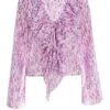 Lilac Chiffon Animal Print Frill Blouse -Chic Summer Shop 00100037470 ZM