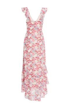Multicoloured Chiffon Floral Tiered Maxi Dress -Chic Summer Shop 00100037472 ZB