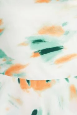 Cream Satin Smudge Print Playsuit -Chic Summer Shop 00100037481 ZS