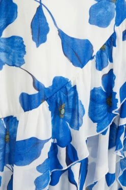 Blue Chiffon Floral Wrap Midaxi Dress -Chic Summer Shop 00100037499 ZS