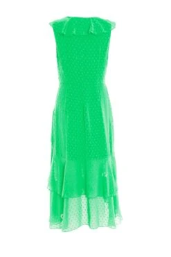 Green Chiffon Dobby Wrap Midi Dress -Chic Summer Shop 00100037558 ZB