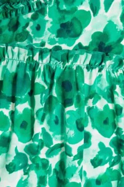 Green Floral Puff Sleeve Midi Dress -Chic Summer Shop 00100037561 ZS