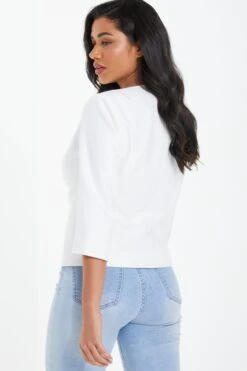 Cream Tailored Cropped Blazer -Chic Summer Shop 00100037583 XB