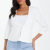 Cream Tailored Cropped Blazer 1 Cream Tailored Cropped Blazer -Chic Summer Shop 00100037583 XM