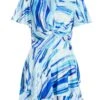 Blue Satin Brush Stroke Playsuit 1 Blue Satin Brush Stroke Playsuit -Chic Summer Shop 00100037590 ZM