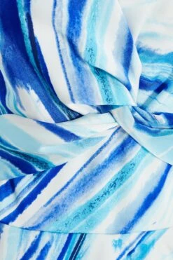 Blue Satin Brush Stroke Playsuit -Chic Summer Shop 00100037590 ZS