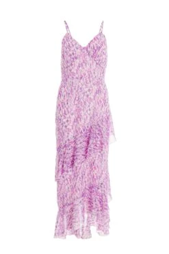 Lilac Chiffon Animal Print Midi Dress