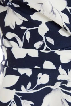 Navy Floral Puff Sleeve Peplum Top -Chic Summer Shop 00100037695 ZS