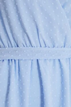 Blue Dobby Print Wrap Peplum Top -Chic Summer Shop 00100037766 ZS