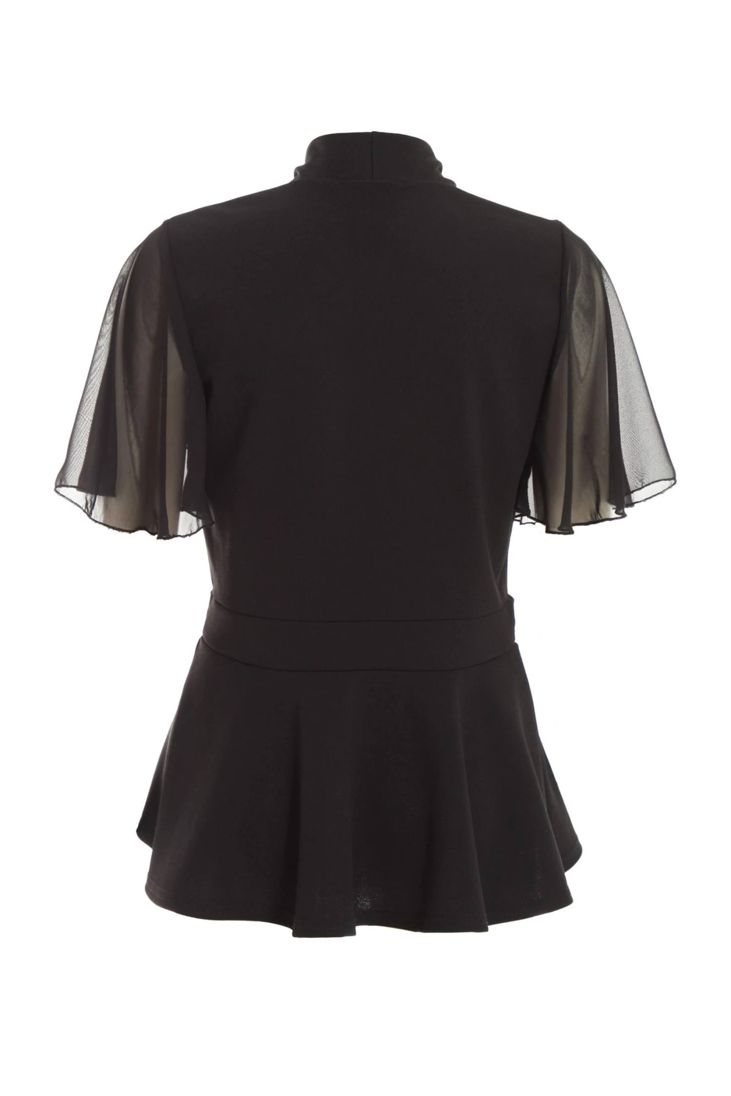 Black Chiffon Sleeve Peplum Top 7 Black Chiffon Sleeve Peplum Top - Image 5