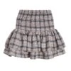 Stone Check Print Ruched Frill Mini Skirt -Chic Summer Shop 00100037831 ZM