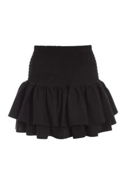 Black Ruched Frill Mini Skirt 12 Black Ruched Frill Mini Skirt -Chic Summer Shop 00100037833 ZB