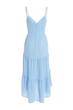 Light Blue Tiered Dip Hem Midi Dress -Chic Summer Shop 00100037839 ZB