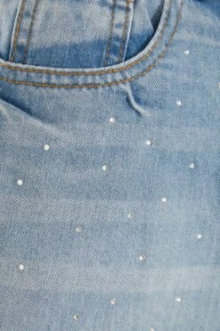 Light Blue Denim Diamante Shorts -Chic Summer Shop 00100037857 ZS
