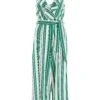Green Striped Culotte Jumpsuit