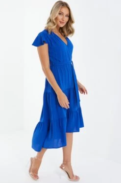 Royal Blue Tiered Dip Hem Midi Dress -Chic Summer Shop 00100037865 XS
