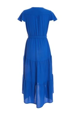 Royal Blue Tiered Dip Hem Midi Dress -Chic Summer Shop 00100037865 ZB
