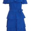 Royal Blue Tiered Bardot Mini Dress 1 Royal Blue Tiered Bardot Mini Dress -Chic Summer Shop 00100037867 ZM