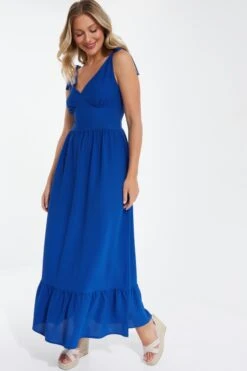 Royal Blue Tie Midaxi Dress -Chic Summer Shop 00100037875 XS
