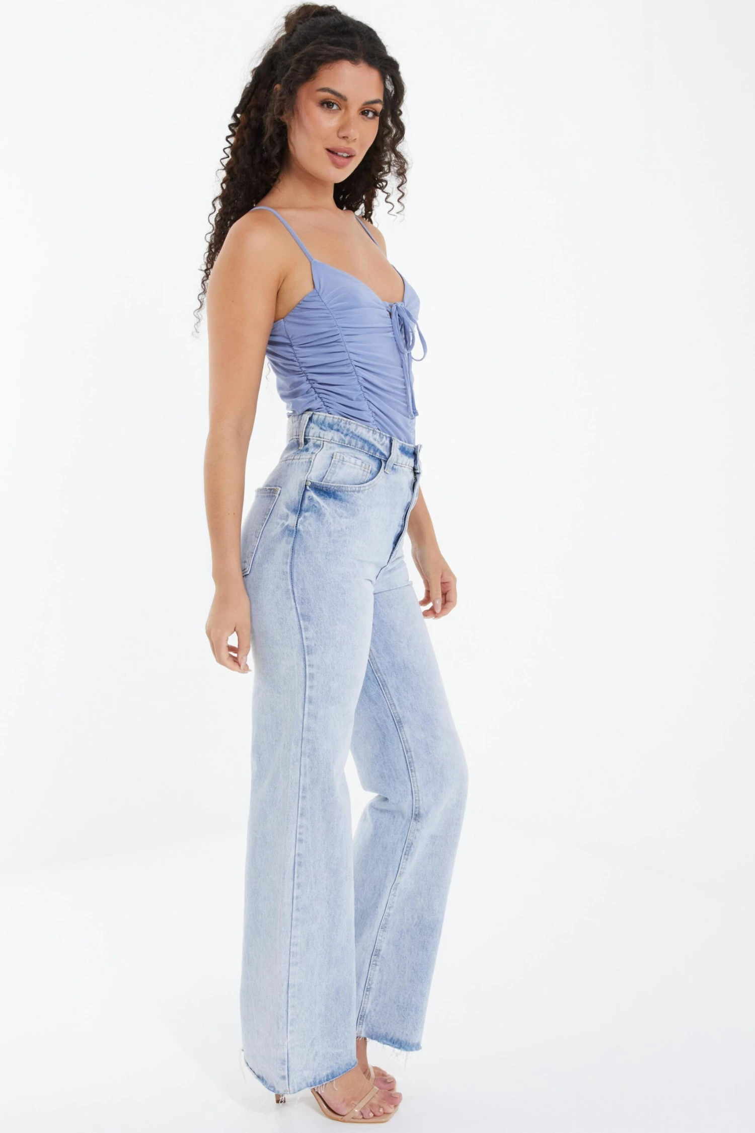 Pale Blue Lace Up Ruched Bodysuit 6 Pale Blue Lace Up Ruched Bodysuit - Image 4